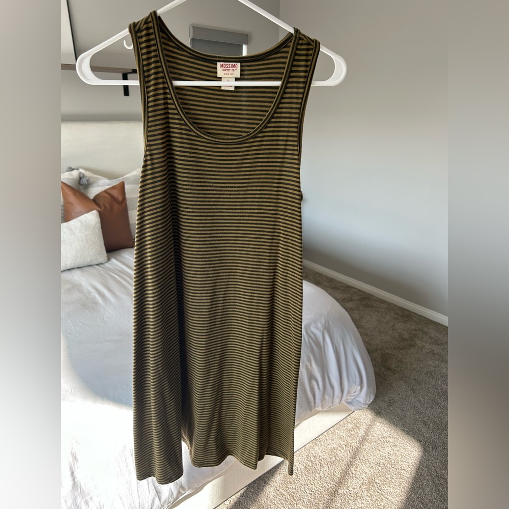 Olive Striped Tank Dress